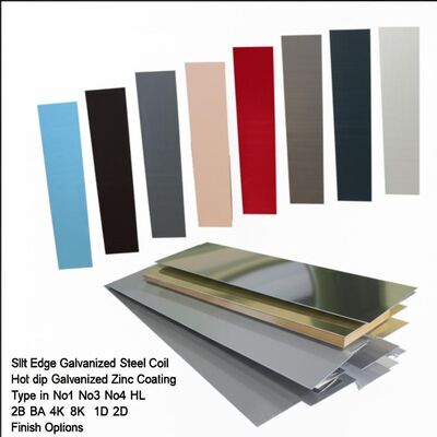 Slits Edge Hot Dip Galvanized Coil met 600-1500 mm breedte en No1 No3 No4 HL 2B BA 4K 8K 1D 2D afwerking