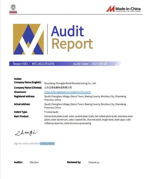 China SHANDONG ZHENGDEMETAL MANUFACTURING CO.,LTD. certificaten